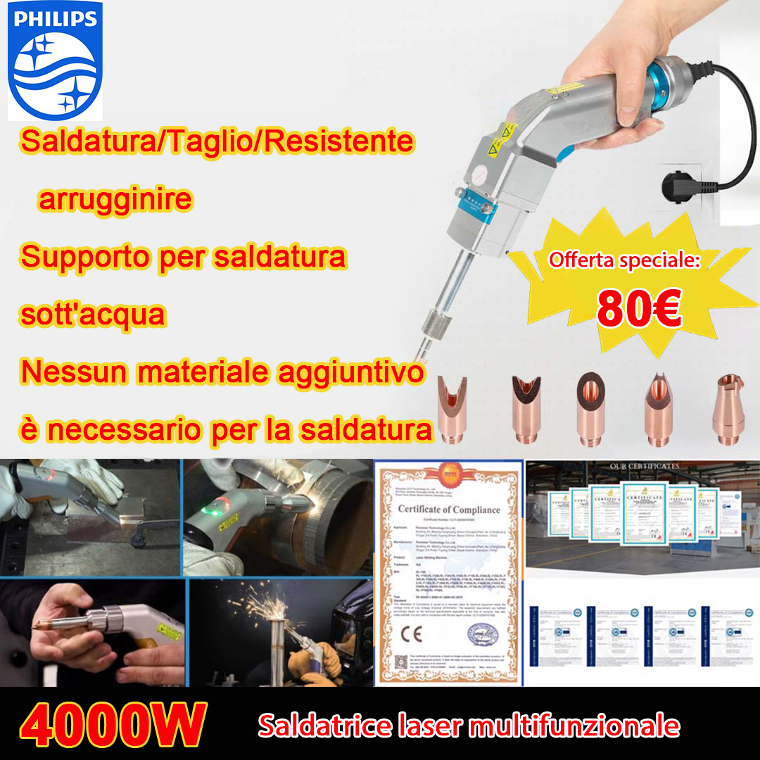 4000W Pistola laser multifunzione (oro/argento/rame/ferro/alluminio/acciaio inox) spessore saldatura 0-7mm (saldatura/taglio due in uno) - €80