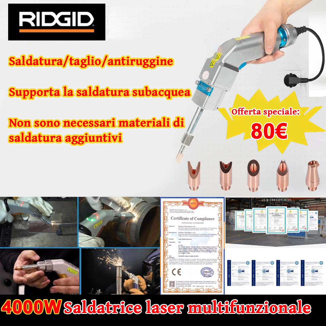 Torcia laser multifunzione da 4000 W (oro/argento/rame/ferro/alluminio/acciaio inossidabile) spessore di saldatura 0-10 mm (saldatura/taglio/tre in uno)