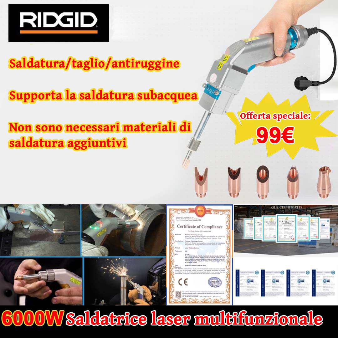 Torcia laser multifunzione da 6000 W (saldatura di oro/argento/rame/ferro/alluminio/acciaio inossidabile) Spessore di saldatura 0-30 mm (saldatura/taglio/rimozione ruggine tre in uno)